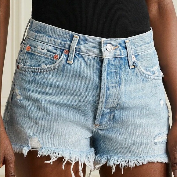 Agolde Pants - AGOLDE WOMEN'S PARKER DISTRSSED DENIM SHORTS SWAPMEET BLUE WASH SIZE 28 $128